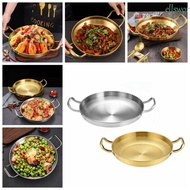 ELLSWORTH Dry Pot, Salad Bowl BBQ Plate Frying Pan, Reusable Stainless Steel 22/24/26/28/30cm Thickened Restaurant