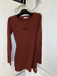 Hisso Essenso Ribbed Dress Brick red