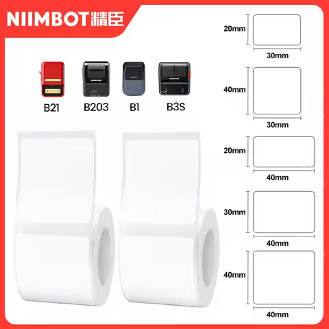 Niimbot Label Printer White Paper Sticker B1 B21 B203 Label Maker Tape 30x20mm 50x80mm Bigger Size B