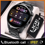 ❈❈ LIGE ใหม่บลูทูธสมาร์ทนาฬิกาผู้ชายหน้าจอสัมผัสเต็มรูปแบบกีฬานาฬิกา IP68 กันน้ำสำหรับ Android Ios Men SmartWatch