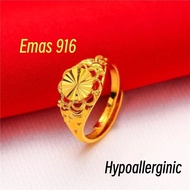 Gold Ring 916 Original Pawnable Ring for Men Women Engagement and Wedding Jewelry Pengiriman Cepat