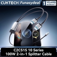 CUKTECH C2C515 10 Series สายชาร์จแยก 2-in-1 100W Type-C ออก 2 หัว Type-C ส่งข้อมูล ชาร์จเร็ว รองรับ