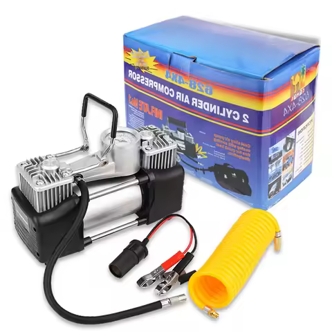 12V 150PSI Car Tire Pump with Pressure Gauge Car Electric Air Pump Dual Cylinder Auto Inflatable Pum