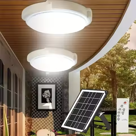 NEW 60-500W LED Solar Ceiling Light IP65 Waterproof Pendant Light Outdoor Solar-Power Lamp Corridor 