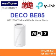 TP-LINK DECO BE85 1-Pack BE22000 Tri-Band Whole Home Mesh WiFi 7 System ( Pack of 1 ) - 3 Year Local
