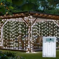 1pc, 3m X 3m / 9.8ft X 9.8ft, Battery Powered, Fairy Tale LED Curtain String Lights, Christmas, Hall