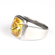 Keisha Lena Stone Ring For Men Black Gold Tone Stainless Steel Chunky Male Alliance Punk Jewelry