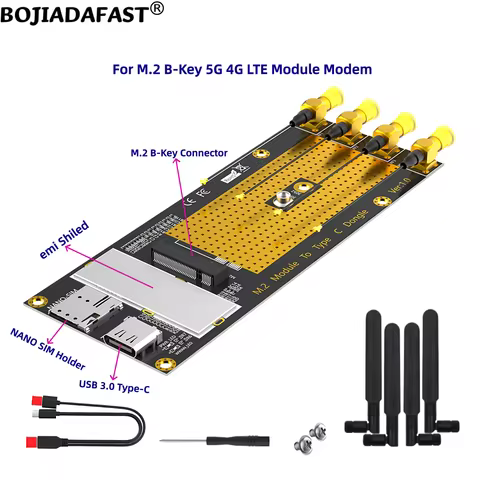 USB 3.0 Type-A Connector To NGFF M.2 B-Key Wireless Adapter 1 Nano SIM Card Slot 4 Antennas For 5G 4