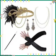 1920s Flapper Set Roaring 20s Gatsby Accessories for Women Feather Headband 1920s Flapper Girl Acces