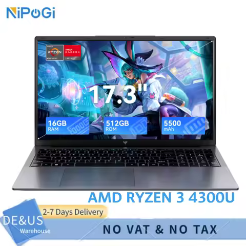 NIPOGI 17.3" Laptop FHD 1920×1080 Display AMD Ryzen 3 4300U 16GB RAM 512GB SSD Laptop, Windows 11 La