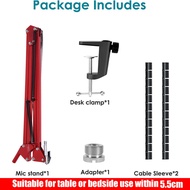 ขาตั้งไมโครโฟนแขนสีแดงอัพเกรดแขนบูมสำหรับ HyperX QuadCast HyperX QuadCast แขนไมโครโฟนสี่ด้านพร้อมอะแ