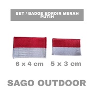 MERAH Bet Red and White Embroidered Indonesian Flag Emblem Patch/ - 3 x 5 cm - 4 x 6 cm