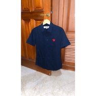 KEMEJA Play CDG Navy Shirt Short Sleeve Darkbiru