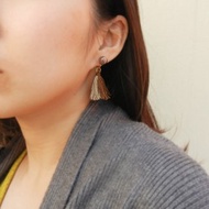 *coucoubird*雙色流蘇魚子醬耳夾/棕.褐