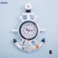 GRAB 1pc Anchors Shaped Wall Clock Sea Animals Mute Decorative Clock for Bedroom