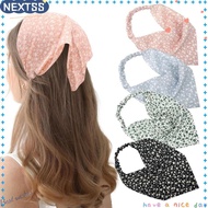 NEXTSS Floral Fabric Bandanas, Elastic Band Chiffon Triangle HeadScarf,  Small Daisy Ladies Turban W