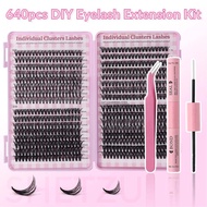 640pcs clusters eyelash extension kit DlY false eyelash naturathick 30/40/50D waterproof