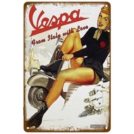 Vespa Motorcycle Wall Signs Art Painting Printed Metal Tin Signs Art Decor For Bar Pub Cafe Garage V