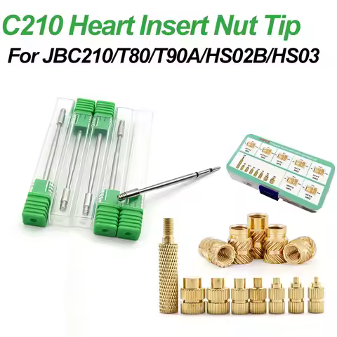 C210 Heat Insert Nut Iron Tip Insert Internal Thread Head M2-M8 Brass Hot Melt Insert Nut Insertion 