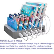 超大功率 USB 充電器 50W 10A 6 連接埠桌面 USB 充電站  ofyckp Super Power USB Charger 50W 10A 6 Ports Desktop USB Cha