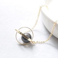 守護星球。宇宙。金環。黑曜石。項鍊 Guardian Planet。Galaxy。Golden Ring。Obsidian。Necklace。生日禮物。閨蜜禮物。姐妹禮物