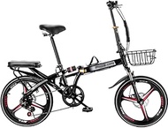 Folding Bike Foldable Bicycle with 6 Speed Gears Dual Disc-Brake High Carbon Steel Easy Folding City Bicycle, Portable Folding Bike for Adults Teenager