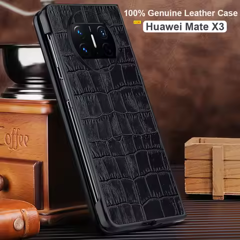 100% Genuine Leather case for Huwei Mate X3 Mate X5 Cases Crocodile Testure Cover Shockproof PC Hard