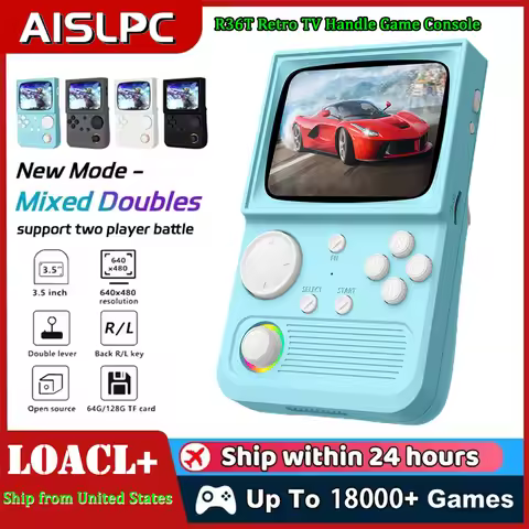 AISLPC R36T Retro TV Handheld Game Console 3.5-inch EmuELEC System 64/128GB Portable Video Player Ha