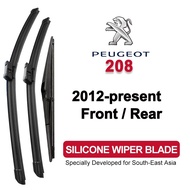 Car Wiper Blade for Peugeot 208 2012-present Front Rear Silicone Windshield Wiper
