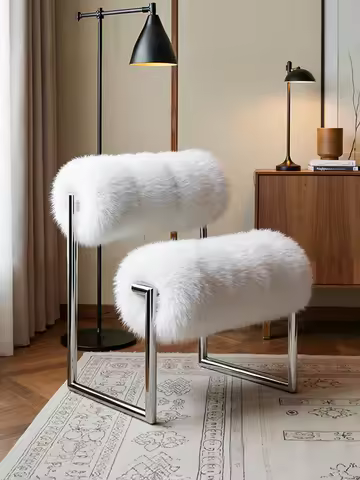 Bauhaus Lounge Chair - Stainless Steel & Faux Wool Minimalist Design