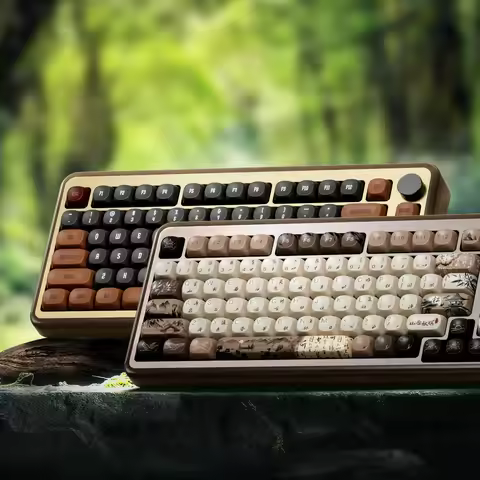 Akko MU02 75% Wooden Mechanical Keyboard Walnut CNC Case RGB Hot-swappable BT5.0/2.4G Wireless & Typ