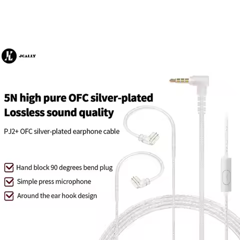 JCALLY PJ2+ PJ3 PJ4 PJ5 Silver Plated Upgrade Cable wire 5N OFC 2Pin 0.78mm QDC MMCX Earphone Cable 