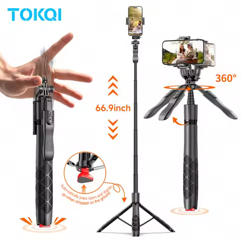 TOKQI L16-TT Pop-up Selfie Stick Tripod Phone Stand for Moible Phone 360° Rotation Shooting Vlog Ext