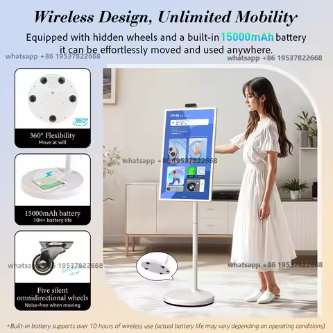 32" 4K Portable TV On Wheels -Wheels Gaming & Media Giant Tablet, Smart TV & Touchscreen & Play Stor