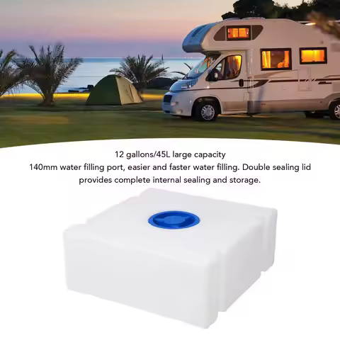 12 Gallon RV Fresh Water Tank Square 19.69 X 19.69 X 7.87in Anti High Low Temperature Water Storage 