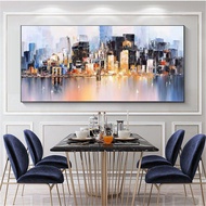 ภาพภาพเขียนสีน้ำมันบนผืนผ้าใบศิลปะผนังสมัยใหม่เมืองภาพวาดภาพวาดสีน้ำมันสำหรับห้องนั่งเล่นเครื่องตกแต