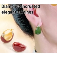 Diamond-encrusted elegant earrings Green Diamond Earrings