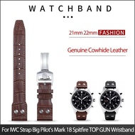 New 21mm 22mm Quality Genuine Cowhide Leather Watchband For IWC Strap Big Pilot's Mark 18 Spitfire T