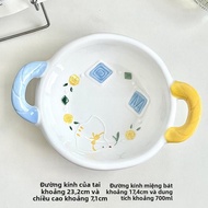 Bát Đựng Salad Bằng Gốm Sứ in Hình Hoạt Hình Dễ Thương Bát Đựng Súp Hình Tai Kép Không Đều Bát Đựng