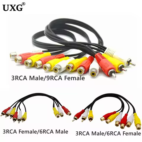 3RCA TO Audio TV DVD Video AV Cable RCA Split Cable Male To Female 3 RCA Male To 6 RCA 9RCA Female P