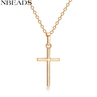 1pc golden Cross Brass Necklaces  golden 18 inch(45.7cm)
