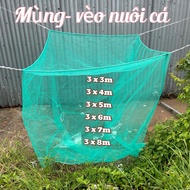 Fish net, fish net 3.5mm - Net with lid, large size 3m x 3m/3m x 5m/3mx8m....