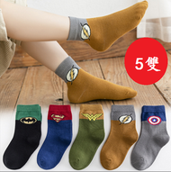 ONE - 【5雙】兒童襪子中筒棉襪(顔色:DMi 閃電超人)(尺碼:S-XL碼)