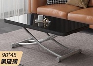 其他品牌 - 折疊升降多功能茶几 - 圓角90*45【黑玻璃】鋼化玻璃