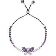純銀八心八箭鋯石單排手鍊 - 紫蝴蝶