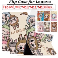 For Lenovo Tab M8 M9 M10 M11 Tablet 8 9 10.1 10.3 10.61 11 inches Fashion LABUBU Leather Flip Case S