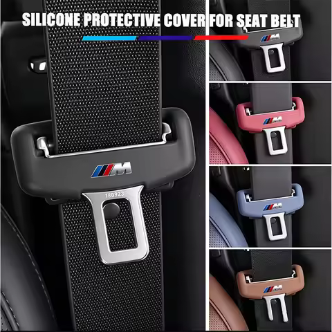 2/5Pcs Car Seat Belt Buckle Clip Protector Cover For BMW M X1 X2 F48 U10 U12 i5 G60 Seat Belt Silico
