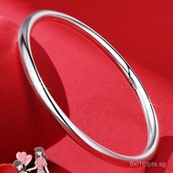 Pure Silver999.9Smooth Silver Bracelet Closed Circle Simple Women's Solid Silver Thin Circle Bracele