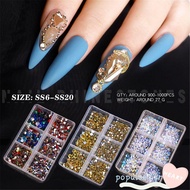 POPULARFR 1000Pcs Nail Rhinestones Glitter Nail Beauty DIY  AB Crystal