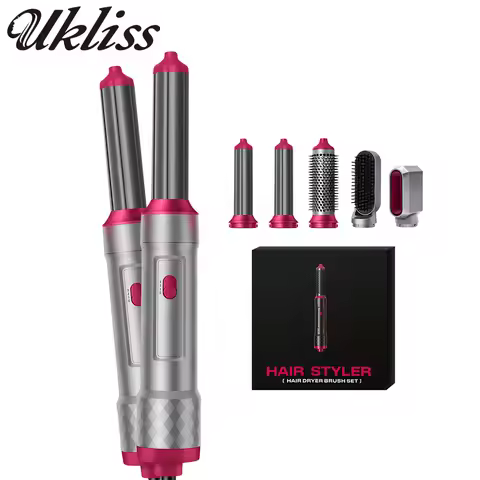 UKLISS Hair Dryer & Styler 5 in 1, Auto Curling Air Brush with Round Brush Hairdryer